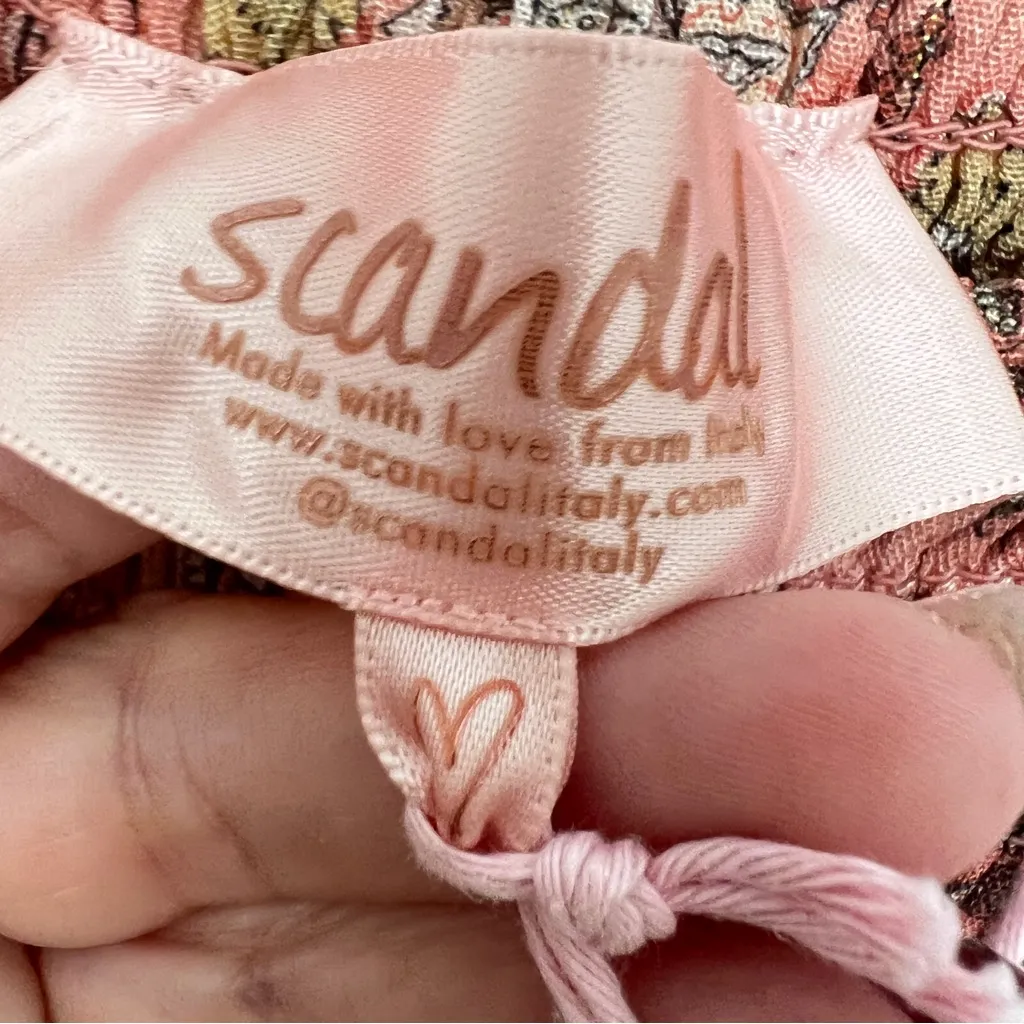 Scandal Italy Floral Smocked Flared Bell Bottom Jumpsuit Festival Boho SMALL NWT Pink - Image 8