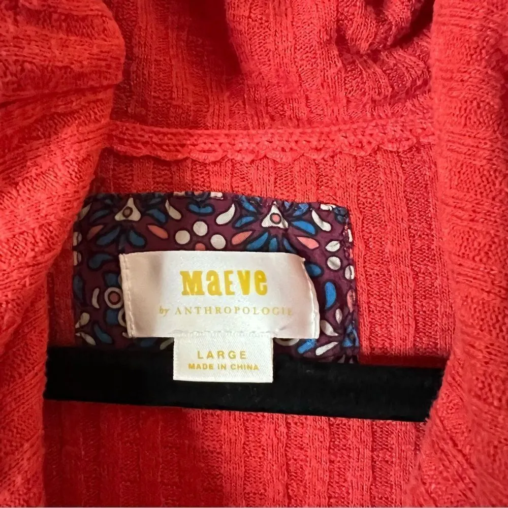 Anthropologie Maeve Coral Waffle Knit Peplum Winterscape Cowl Neck Size Large - Image 5