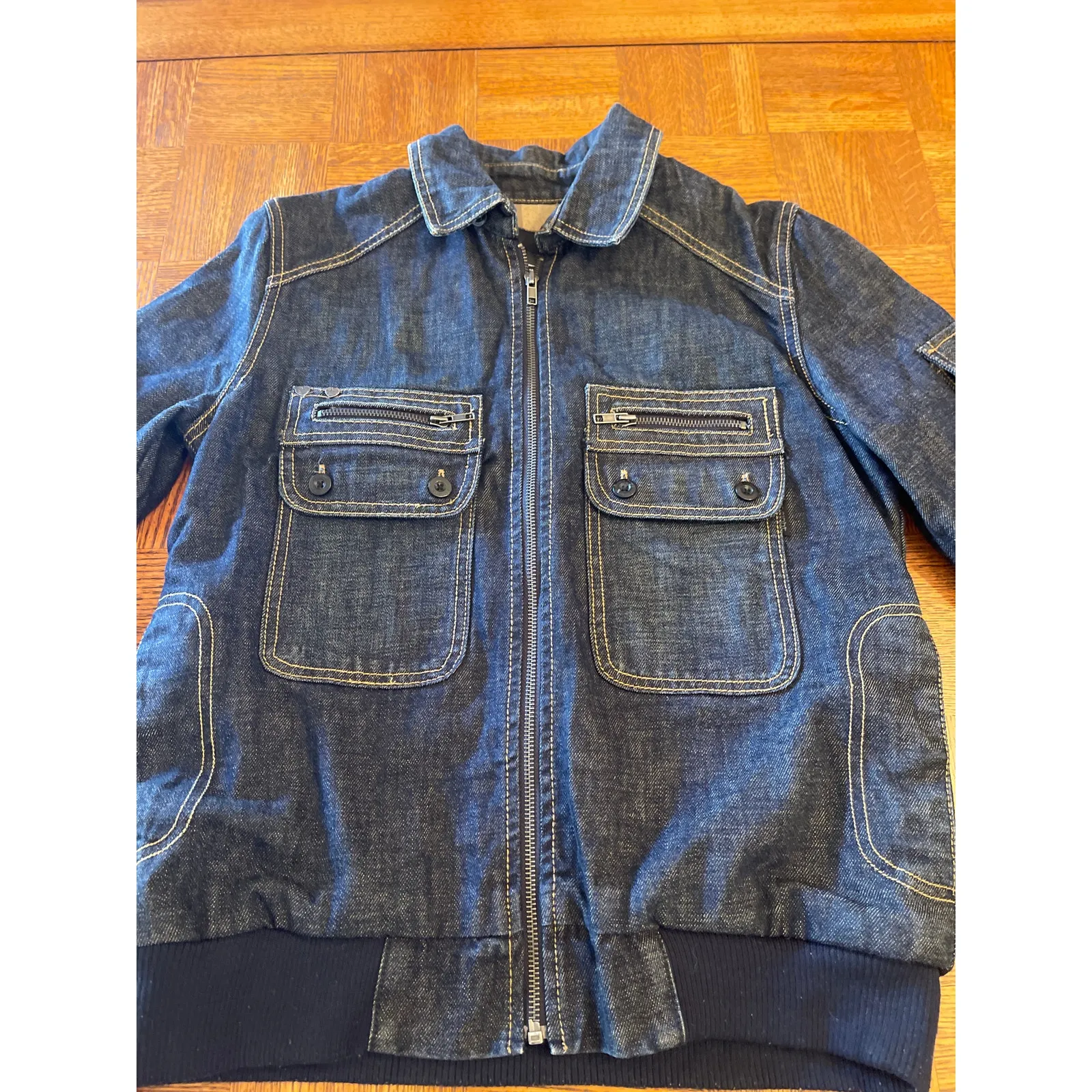 INSIGHT BOMBER CARGO FLIGHT DENIM JACKET MEDIUM Blue - Image 2
