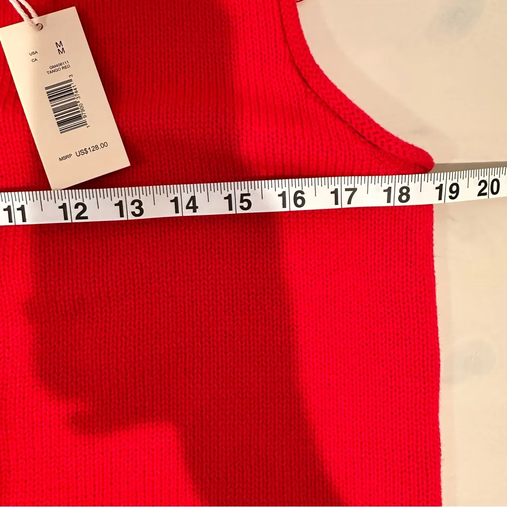 Magaschoni Red Cotton Button Down Rolled Edges Sweater Vest Size M NWT - Image 5