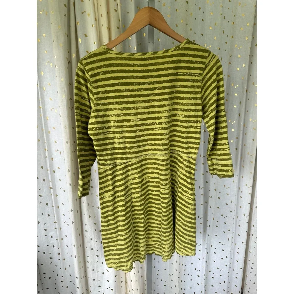 Color Me 100% Cotton CMC Stripe Quarter Sleeve Front Shark Bite Hem Hi - Image 3