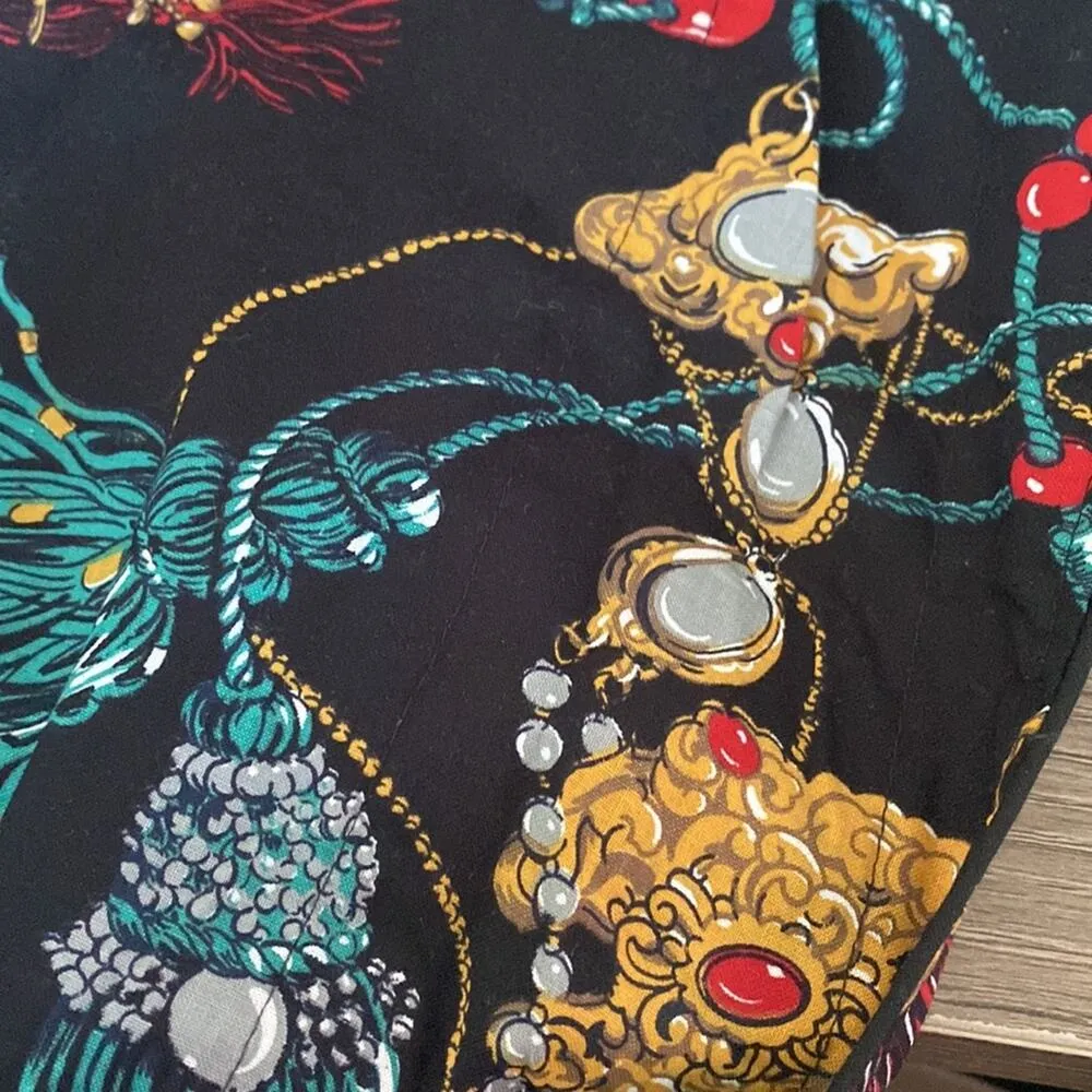 Vintage Shady Character NYC Rare 80s Black Cotton Jeweled Bath Robe size 4 - Image 9