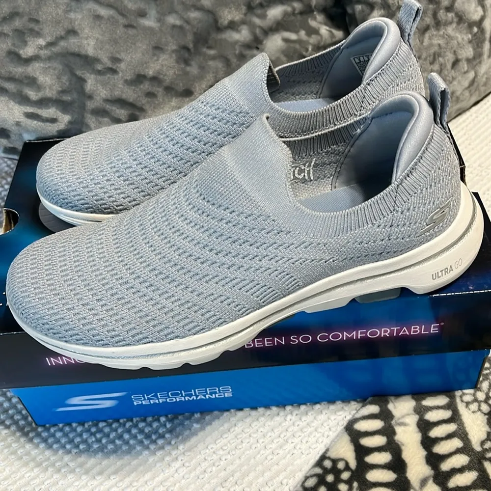 Sketchers Performance Go Walk 5 Machine Washable Lightweight  Blue Womens 6 - Image 2