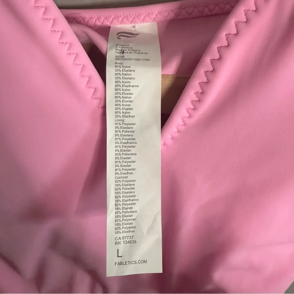 Fabletics  Asymmetrical Cutout Shaping One-Piece Swimsuit Pink Size Large Cheetah - Image 9