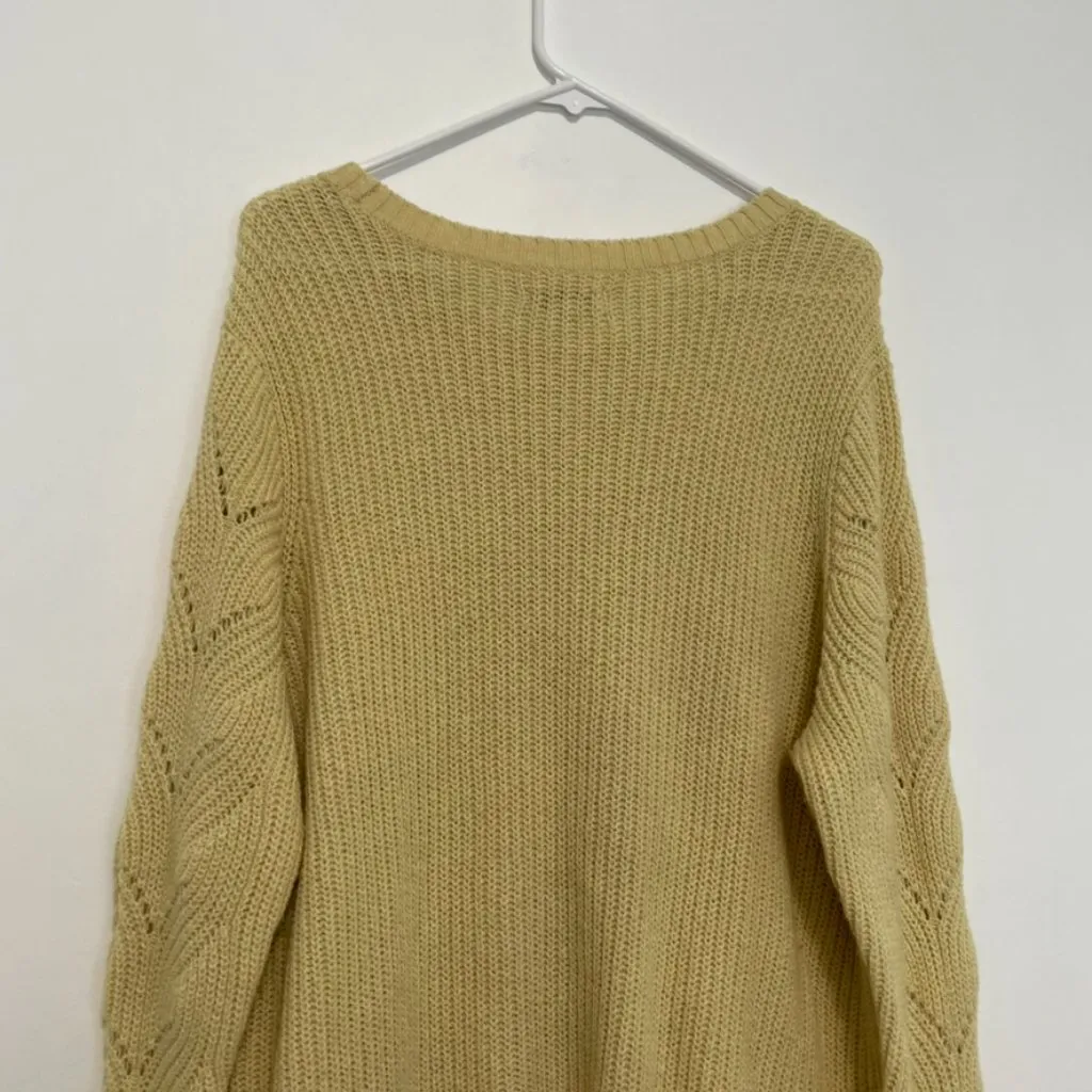 SONOMA Cozy Wave Stitch Crewneck Sweater Light Yellow Open Weave Knit Crew Neck - Image 15