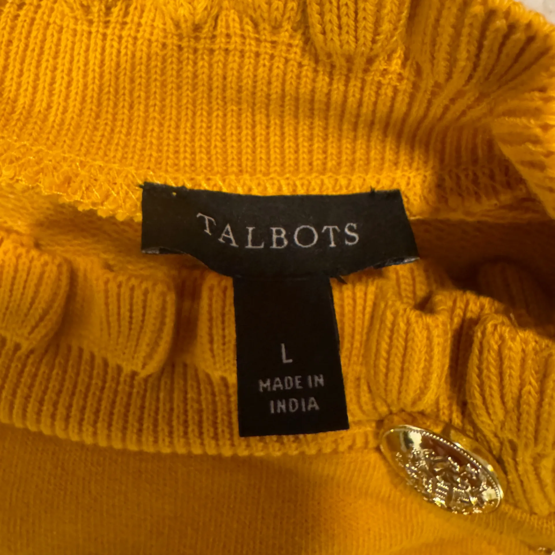 Talbots Mustard Sweater with Gold Accents - Image 3