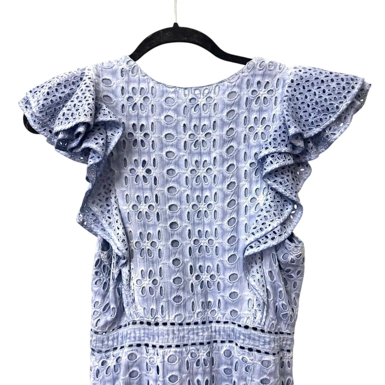 SAYLOR Eyelet‎ Button Down Midi Dress Light Blue XS - Image 4
