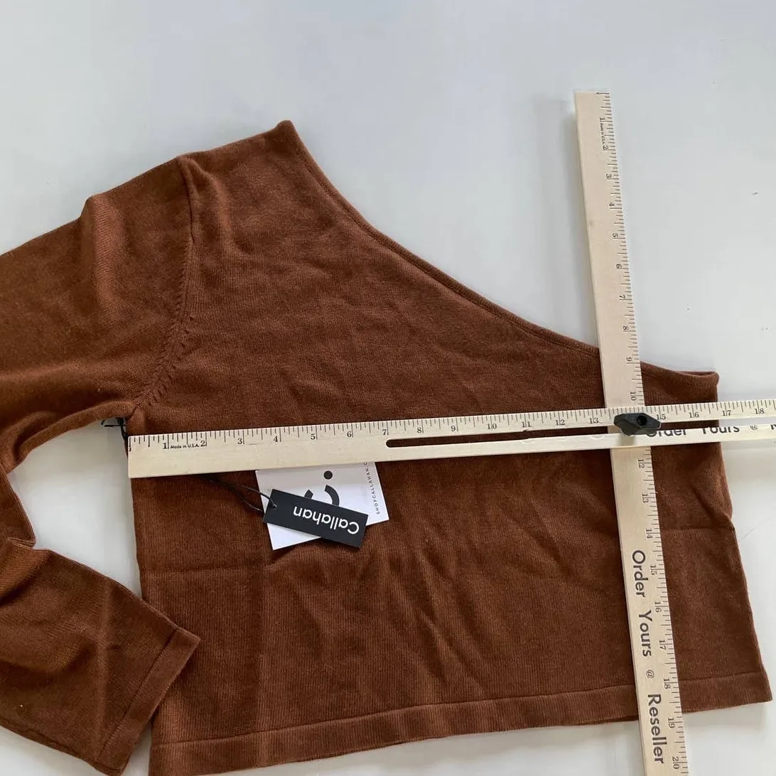 Callahan Sweater Womens Medium Lora Rootbeer Brown One Shoulder Knit‎ Top - Image 8