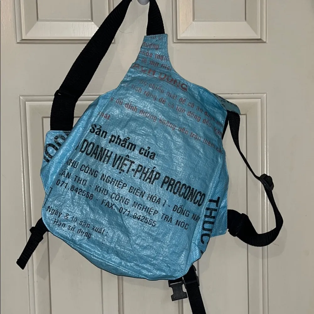 Blue Fish Print Backpack - Image 2