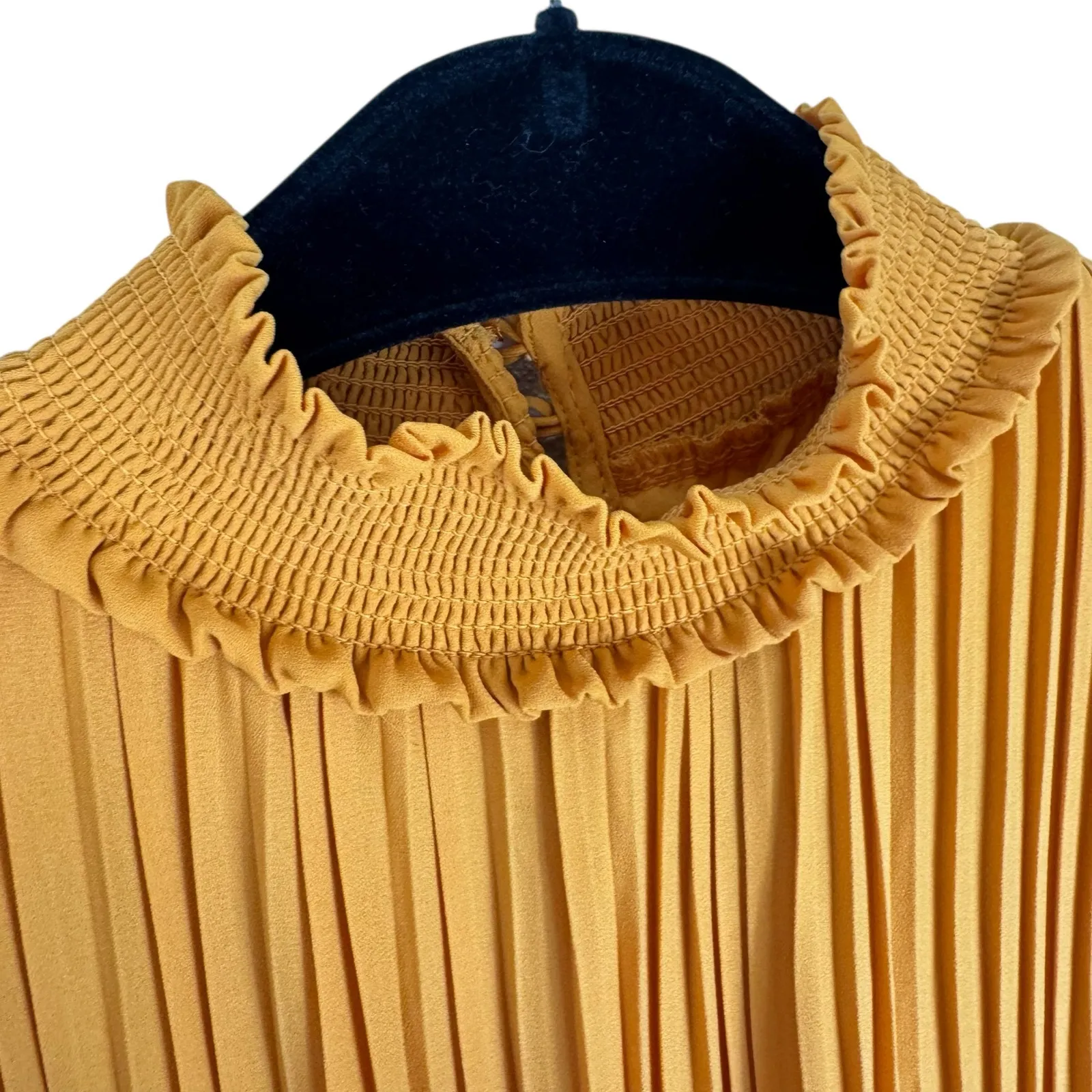 Nanette‎ Lepore Mustard Yellow Accordion Sleeveless Knee Length Dress Size 4 - Image 6