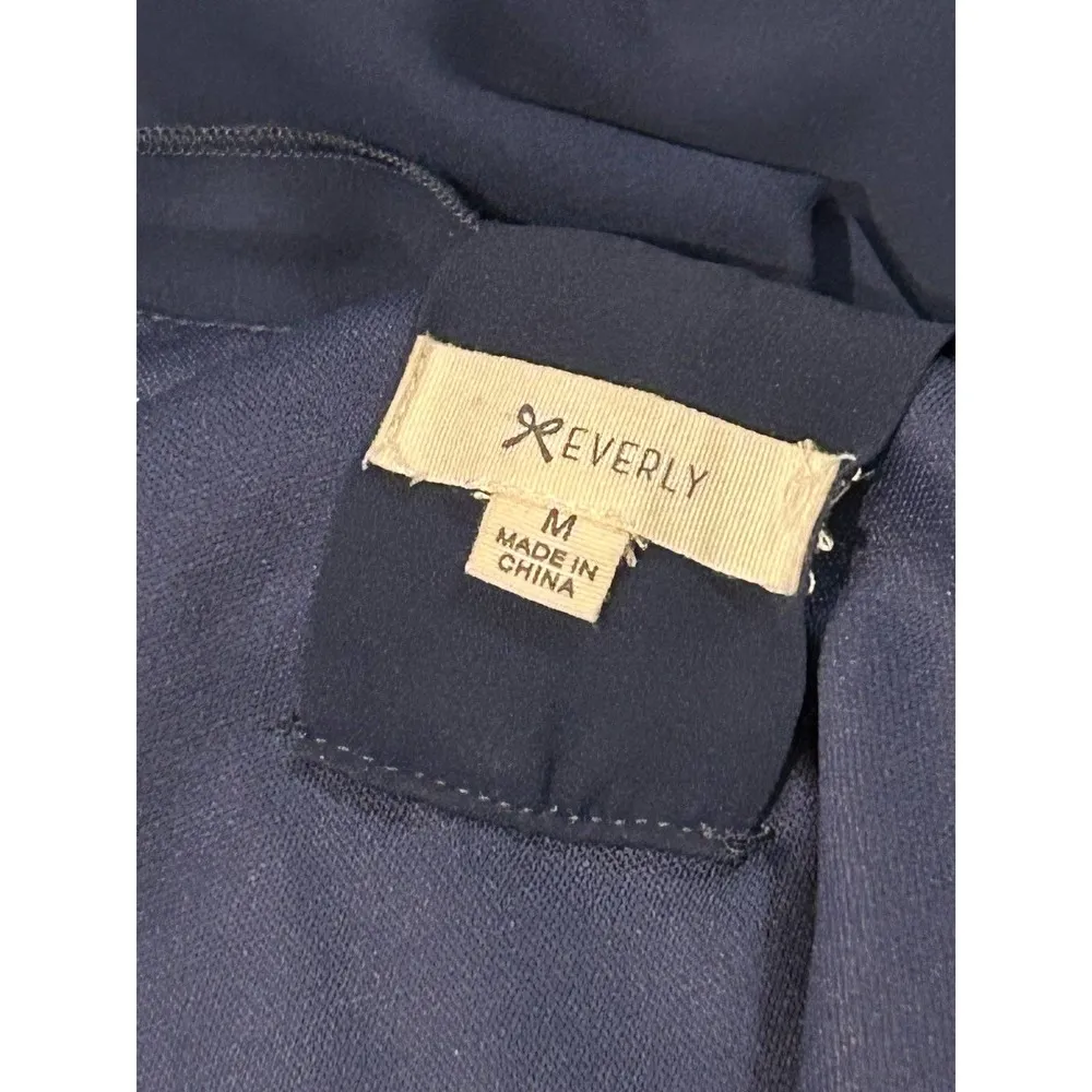 Everly Bow Mini Navy Dress Size M Feminine and Flirty! - Image 6