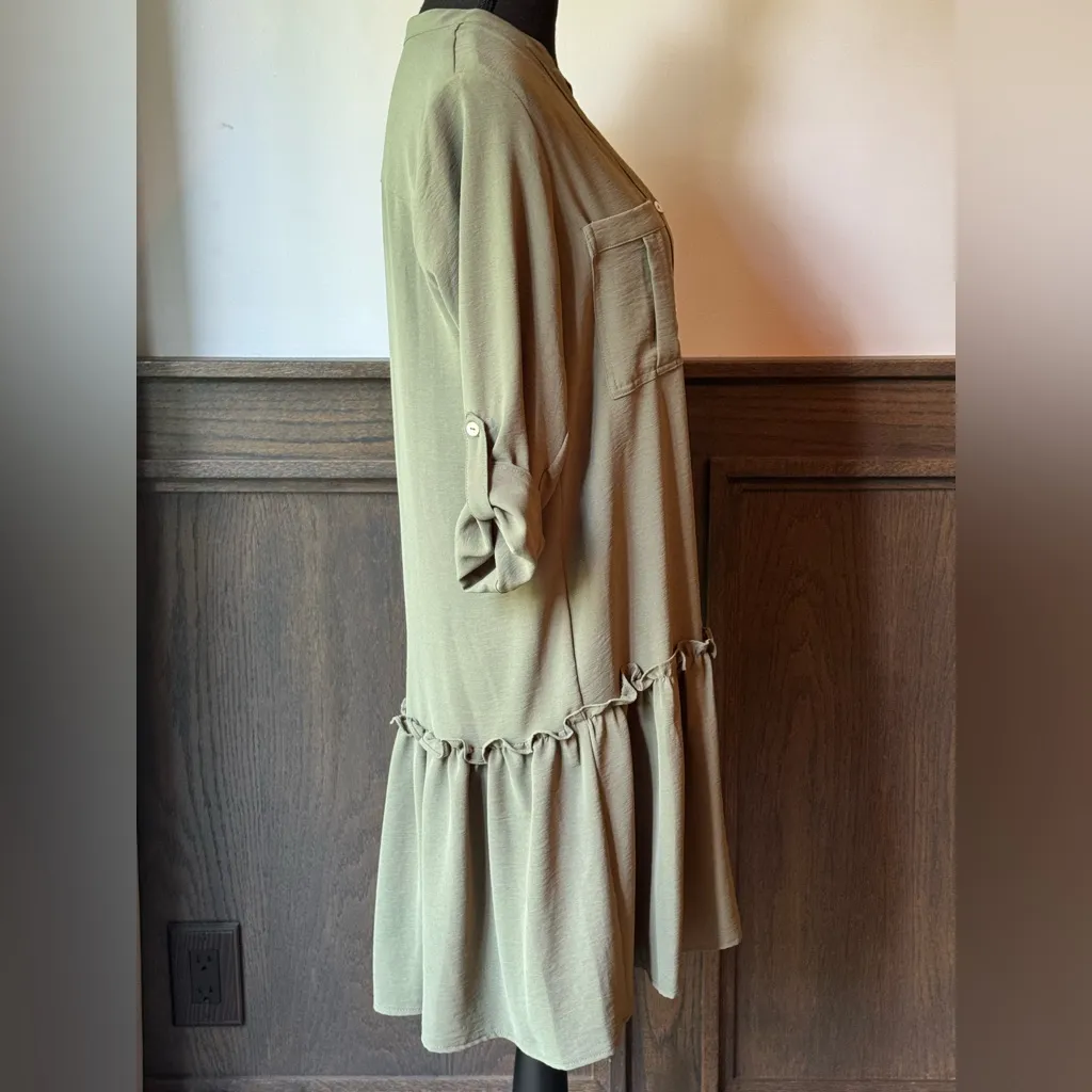 Emma & Michele green 3/4 Sleeves Drop Waist Dress Size S - Image 7