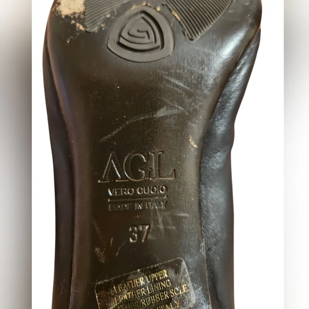 AGL Black Patent Leather Flats with Silver Accents Size 6 - Image 4