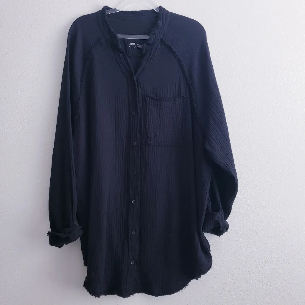 Aerie Pool To Party Waffle Long Sleeve Coverup Shirt - Image 2