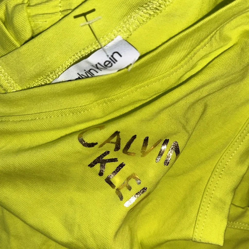 NWT Calvin Klein Women's Short Sleeve Logo Romper Neon Green XL - Image 5