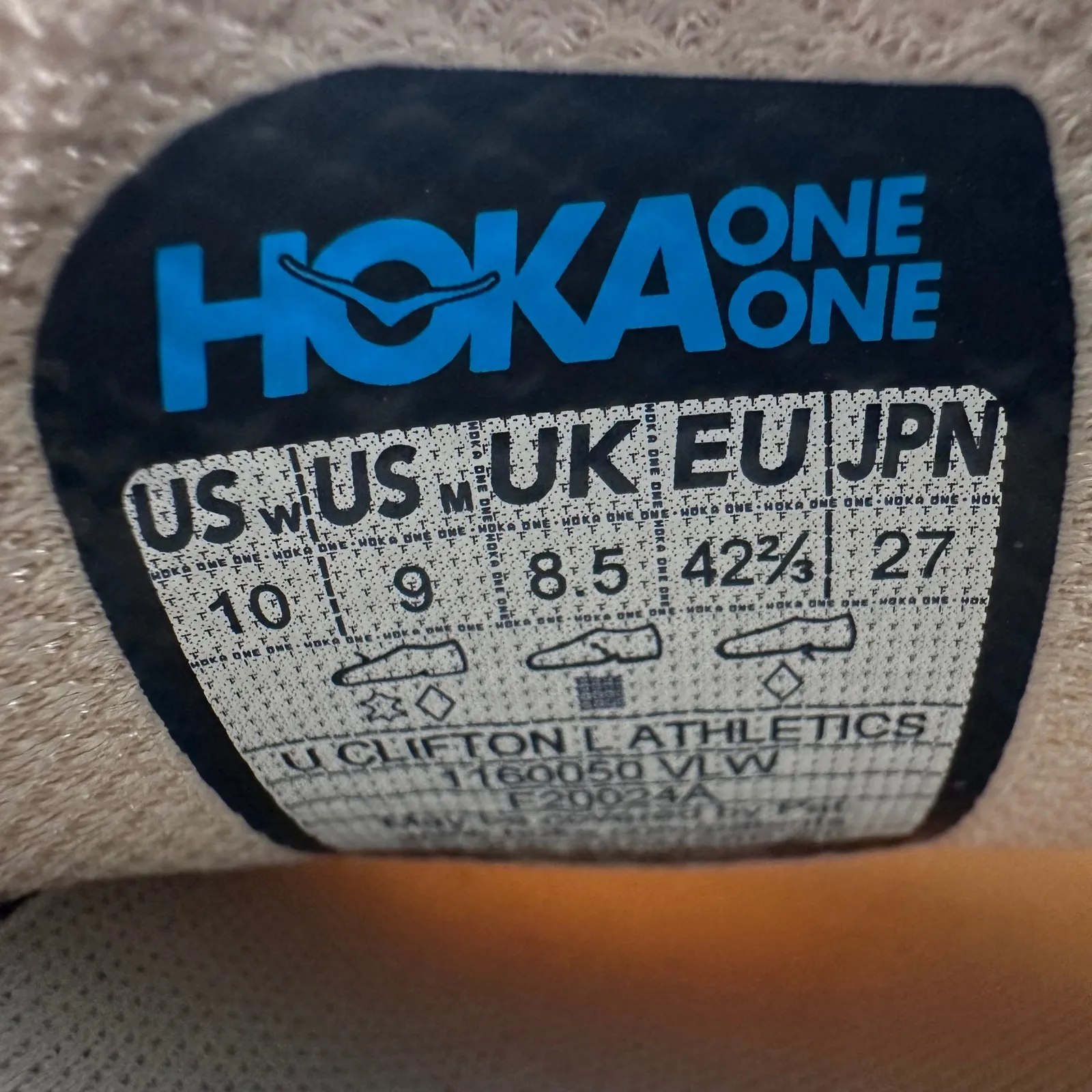 Hoka One One Clifton Athletics Beige Running Shoes Sneakers US 10 vanilla wheat Tan - Image 7