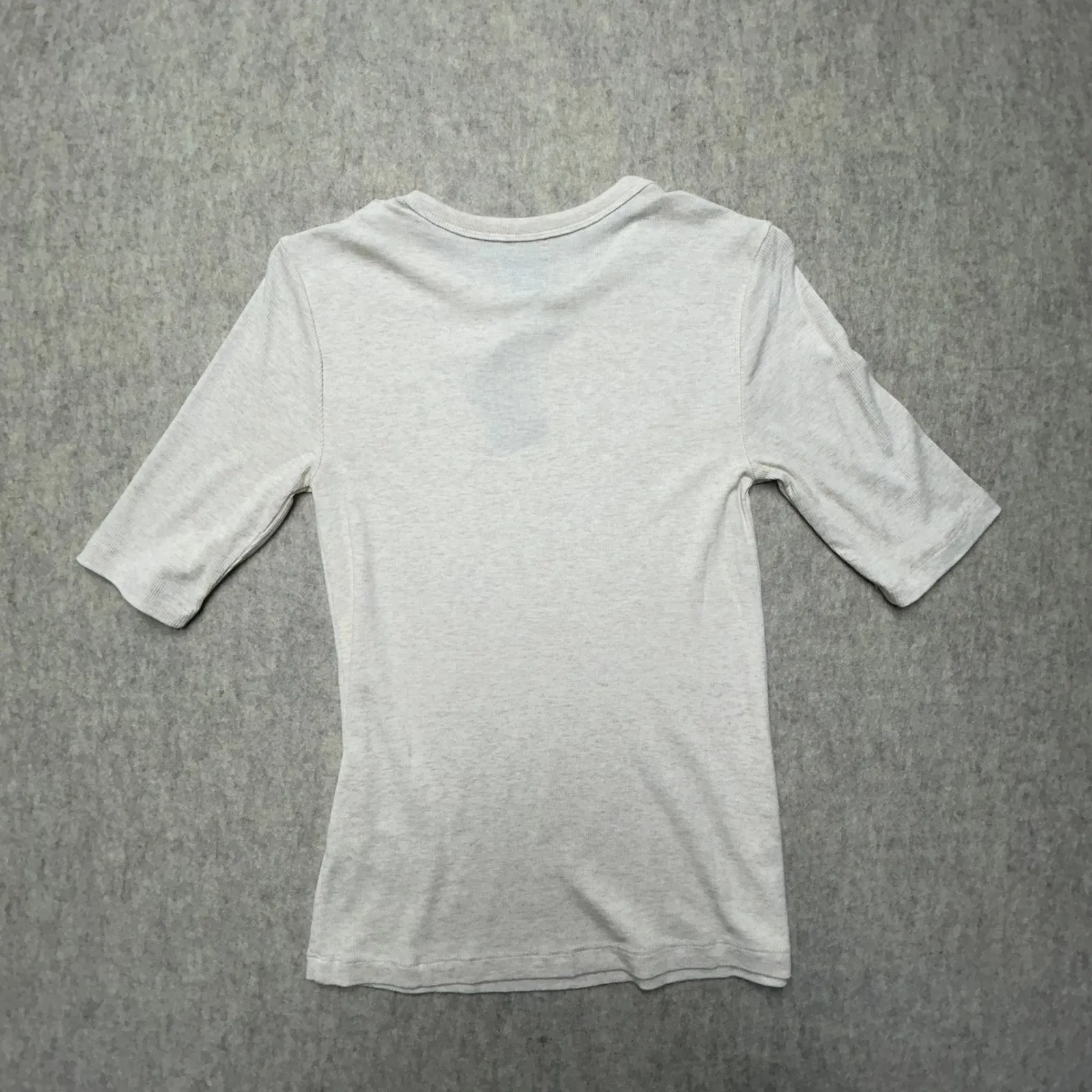 NWT Amazon Women's Basic Cream Shirt Modal Blend Rib Knit Elbow Sleeve Top Small - Image 6