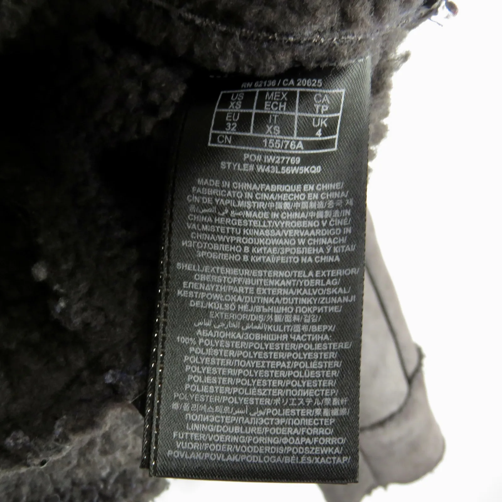 Y2k Guess Gray Suede Shearling Moto Jacket Faux Fur Lining Extra Small XS - Image 5