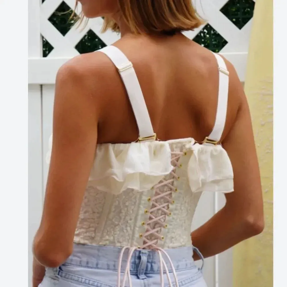 Revolve Free People We Are Hah Cream Seams‎ Like A Princess Lace Corset Small - Image 3