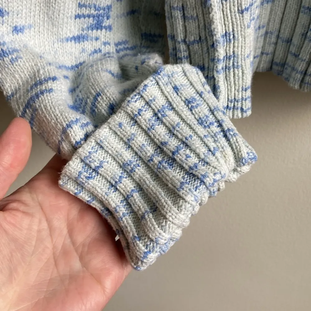 J.Crew Speckled Cotton Sweater (Sz XL) Sky Cabana Space Dye Blue - Image 4