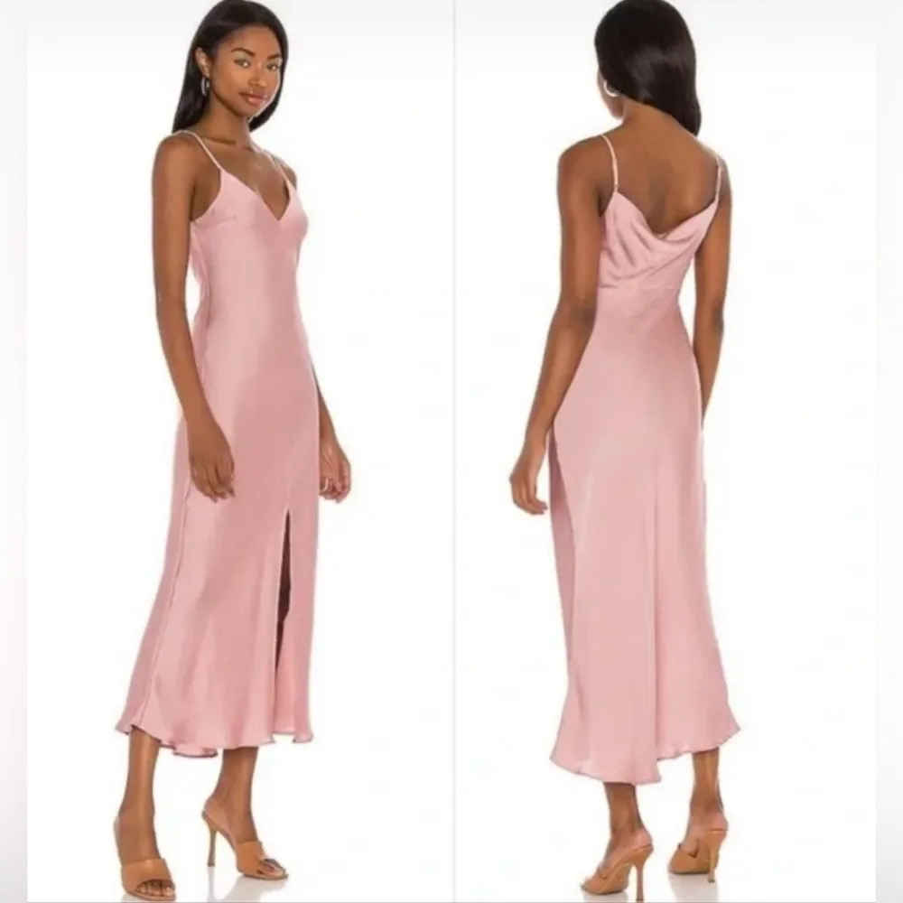 Free People Intimately Smoke & Mirrors Drape Maxi Mauve Satin Slip Dress Size XS - Image 2