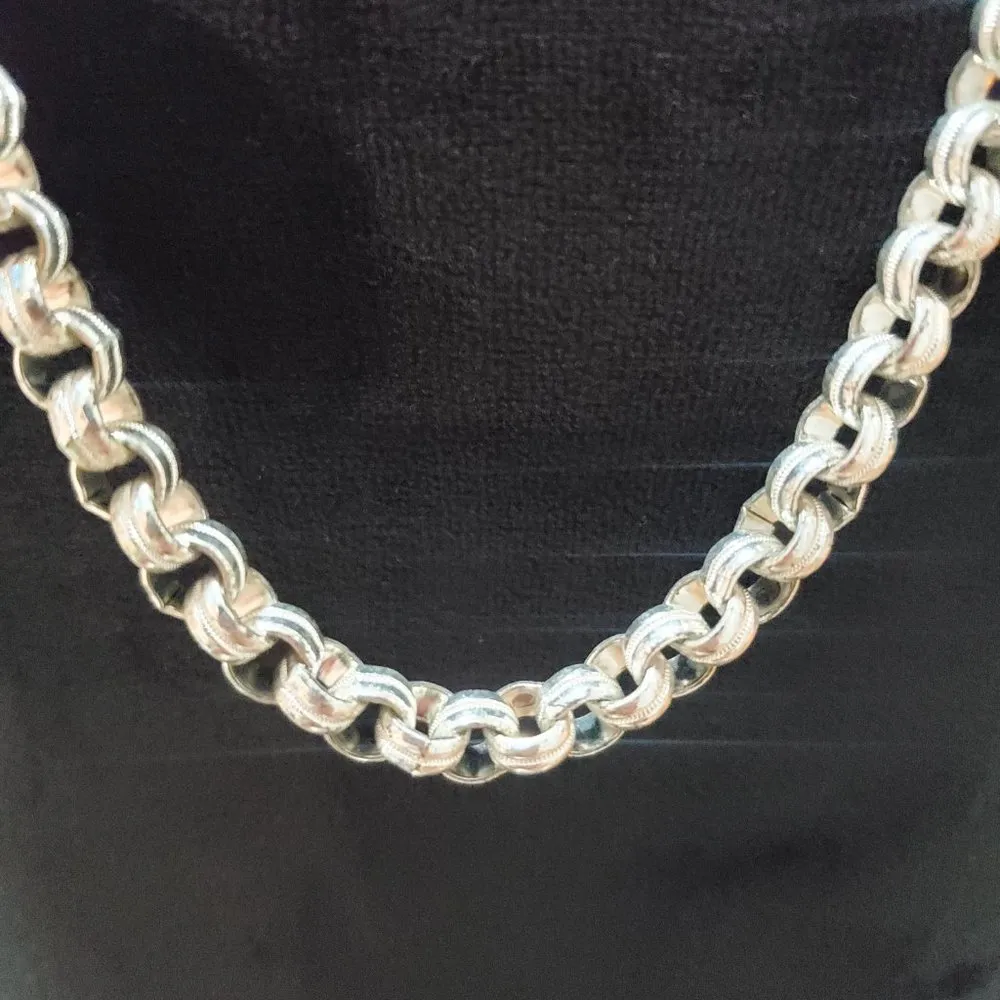Women's Silver Oval & Double Oval Link Chain Necklace - Image 6