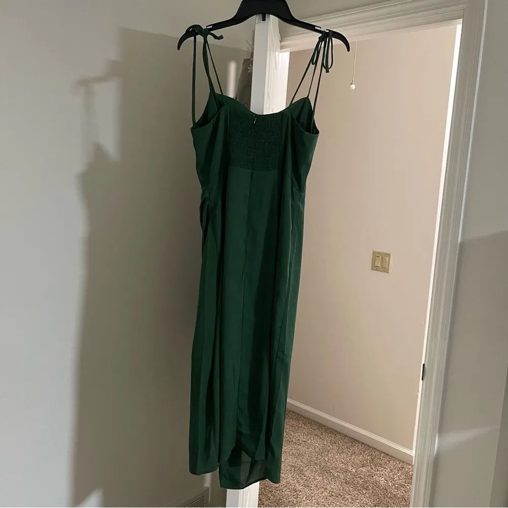 tie straps side slit green midi dress Size L - Image 5