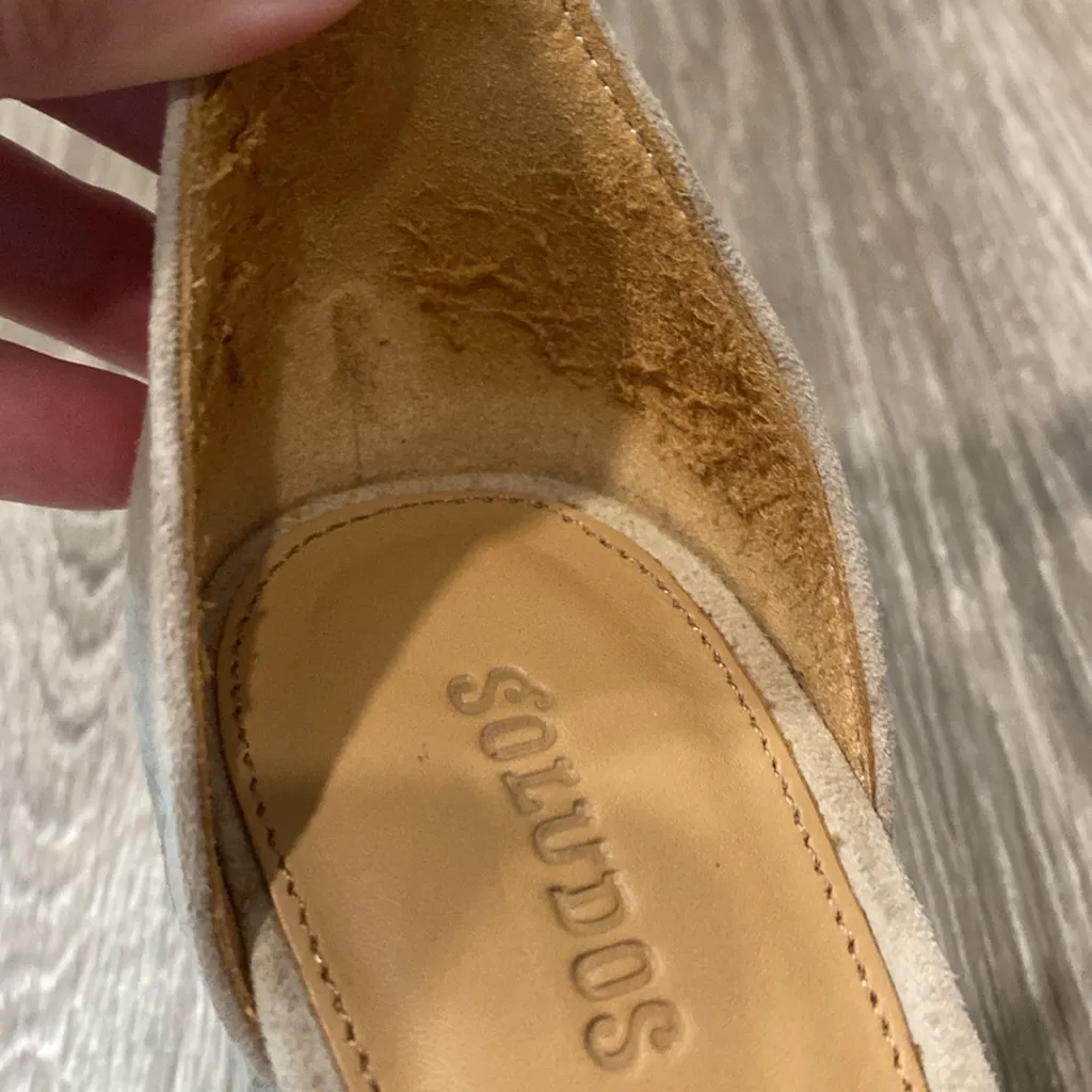 Soludos espadrille woven raffia heel one strap sandals beige tan neutral suede 8 - Image 5