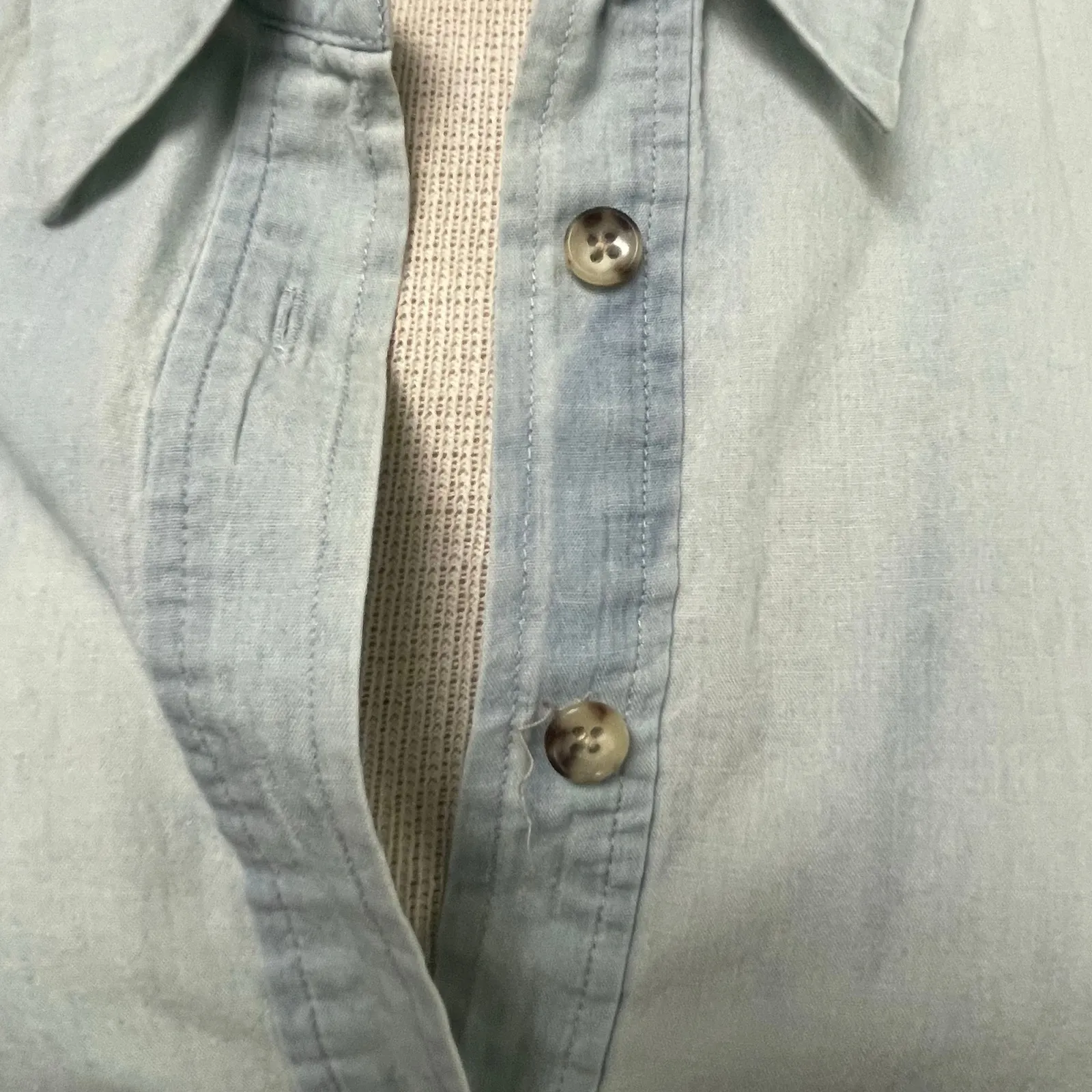 Equipment Femme Chambray Sleeveless Button Front Shirtdress Medium Dress Blue - Image 4