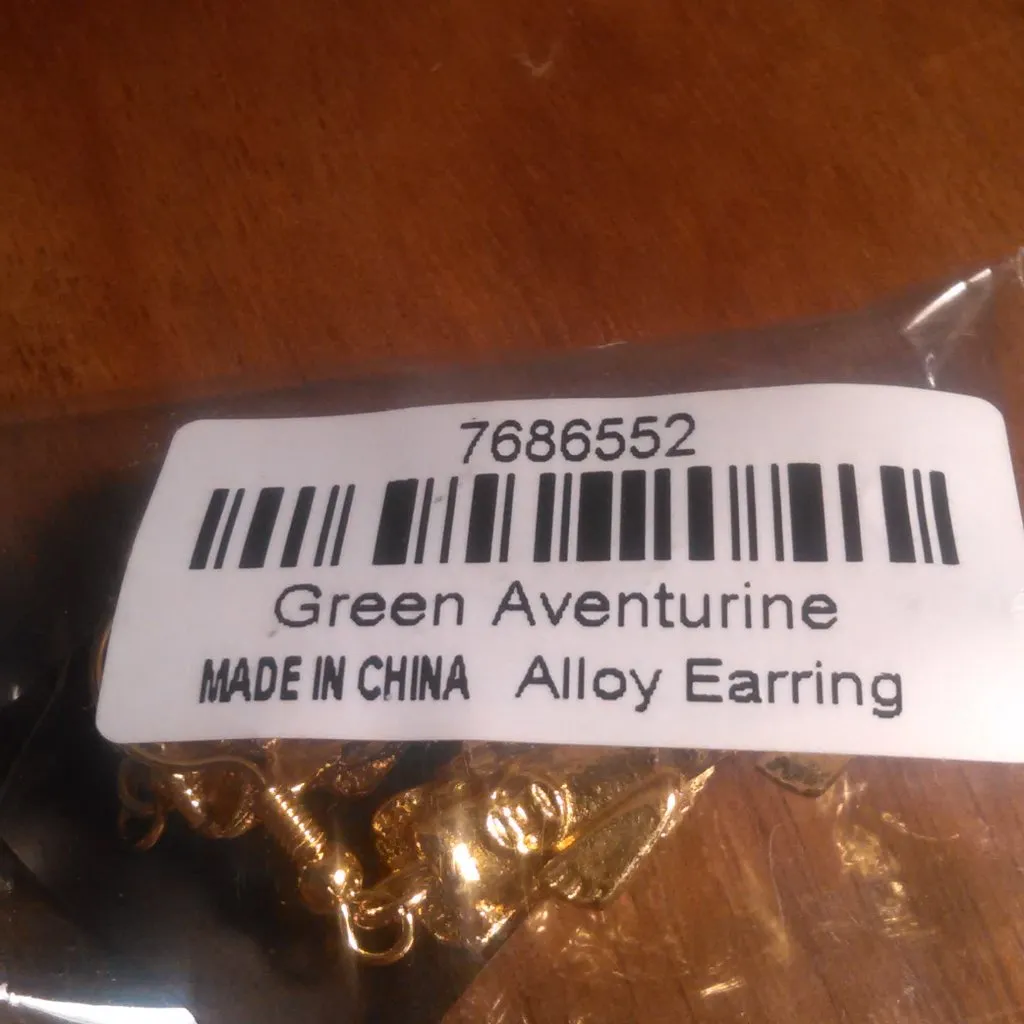 Green Aventurine Dragon Goldtone and Stainless Steel Dangle Earrings - Image 11