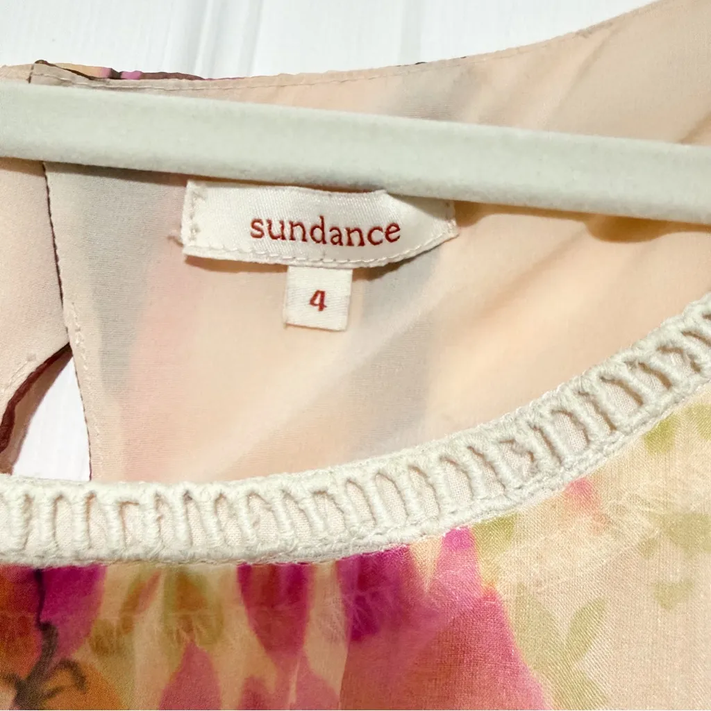 Sundance Floral Silk Tiered Lace Trim Detailing Maxi Dress Size 4 - Image 8