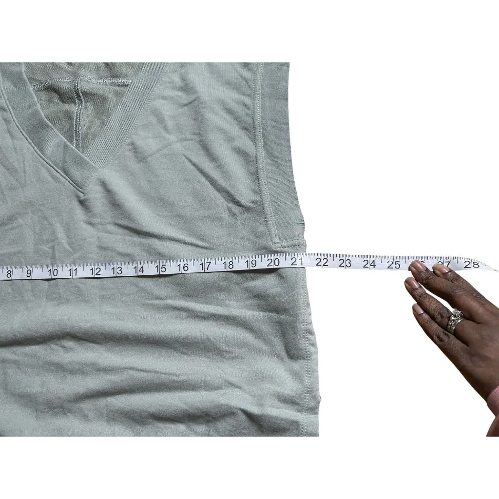 Athleta Women's Sleeveless V Neck Tunic Sweatshirt Top Sage Green Cotton Blend M - Image 6