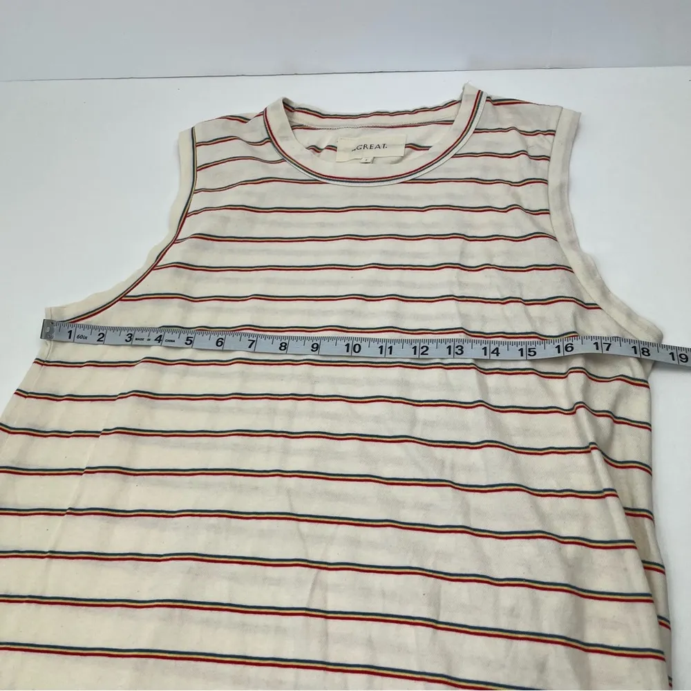The Great. Cream Striped Sleeveless Maci Dress 100% Cotton Women SZ 2 *TINY FLAW - Image 8