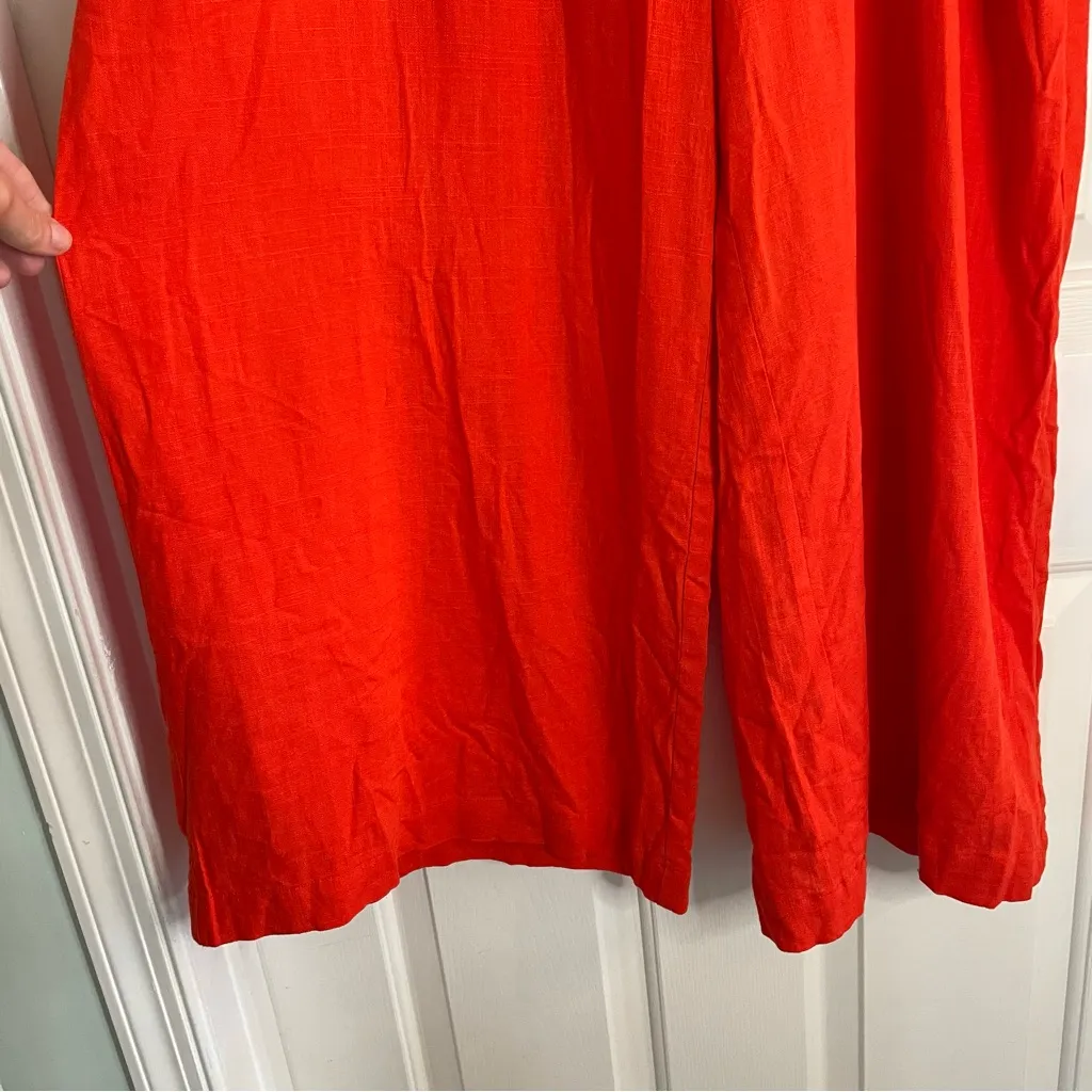 LOFT Women's Bright Red Wide Leg Linen Blend Pants Size XXL curvy chic New plus - Image 2