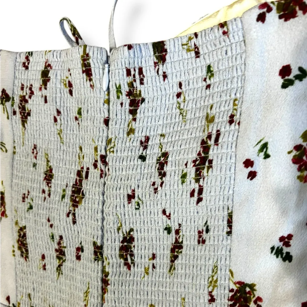 Aritzia Sunday Best Rachel Dress Light Blue Floral Sweetheart Puff Sleeve Size m - Image 12