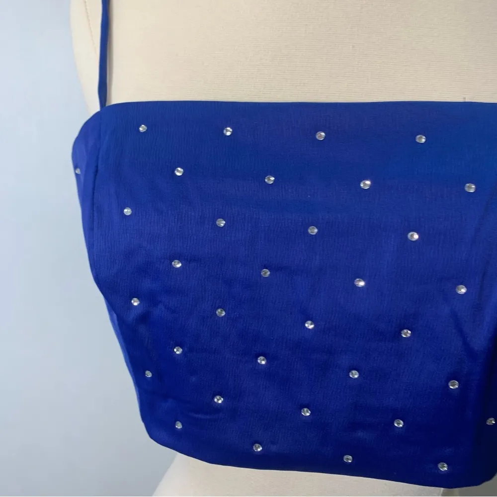 1960 rhinestones crop top blue size M - Image 5