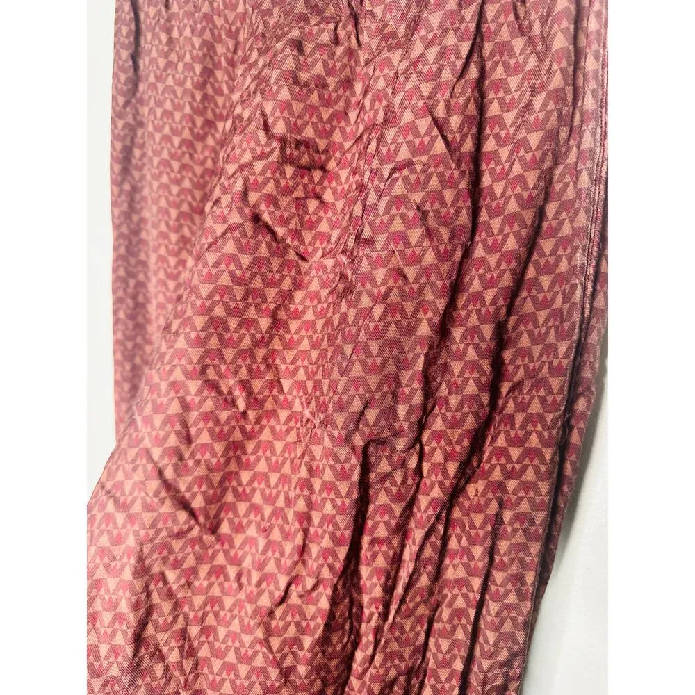 SPLENDID Purple Maroon Abstract Satin Lumi Wide Leg Pants Size Small - Image 5