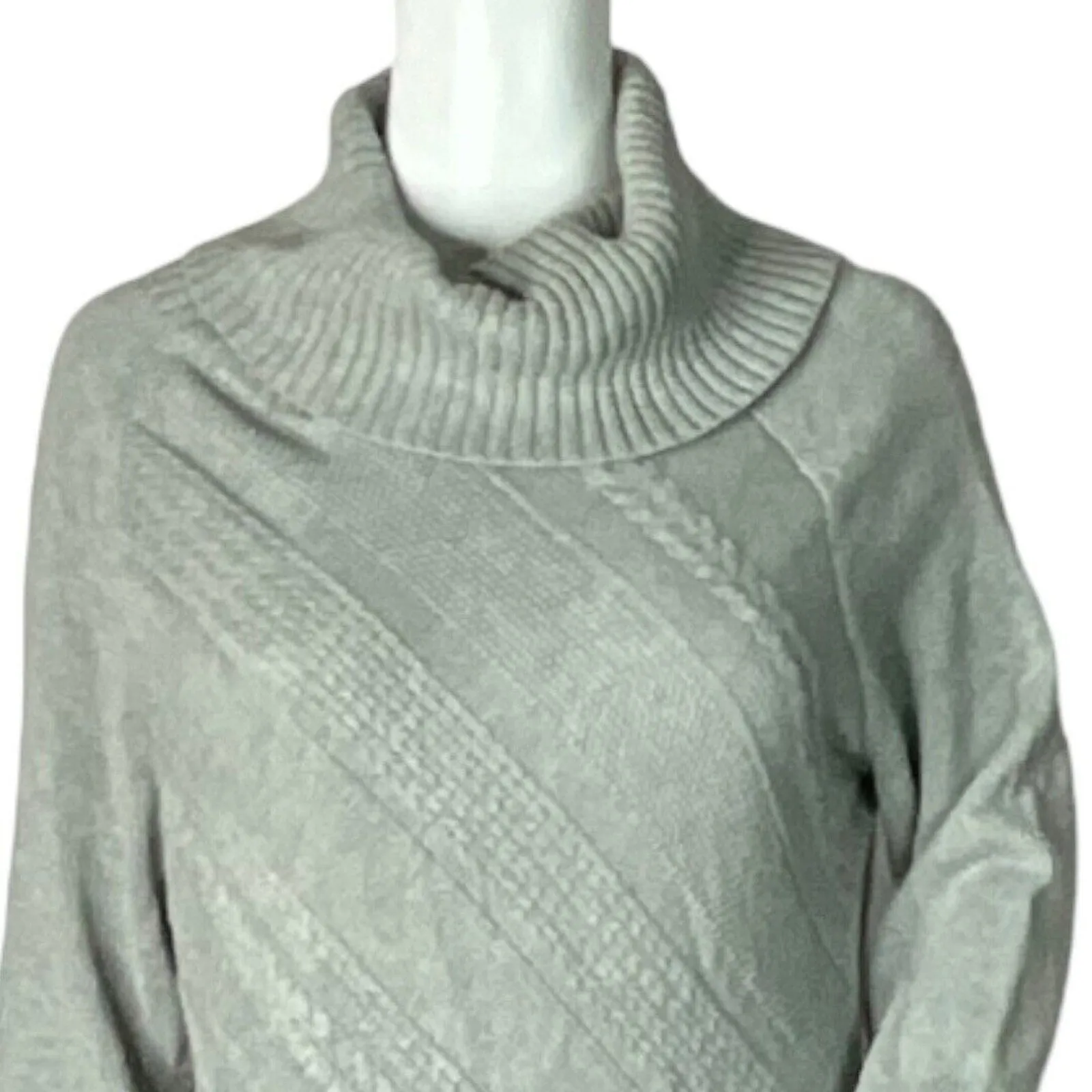Nurture Dress‎ Women Large Gray Sweater Dress Turtleneck Midi Neutral Minimalist - Image 4