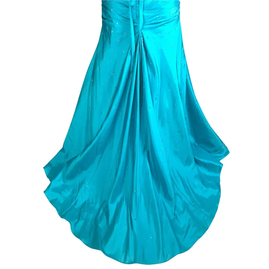 Mori Lee Strapless Ball Gown 3/4 Blue Sweetheart Neckline Sparkly Mermaid Corset - Image 7