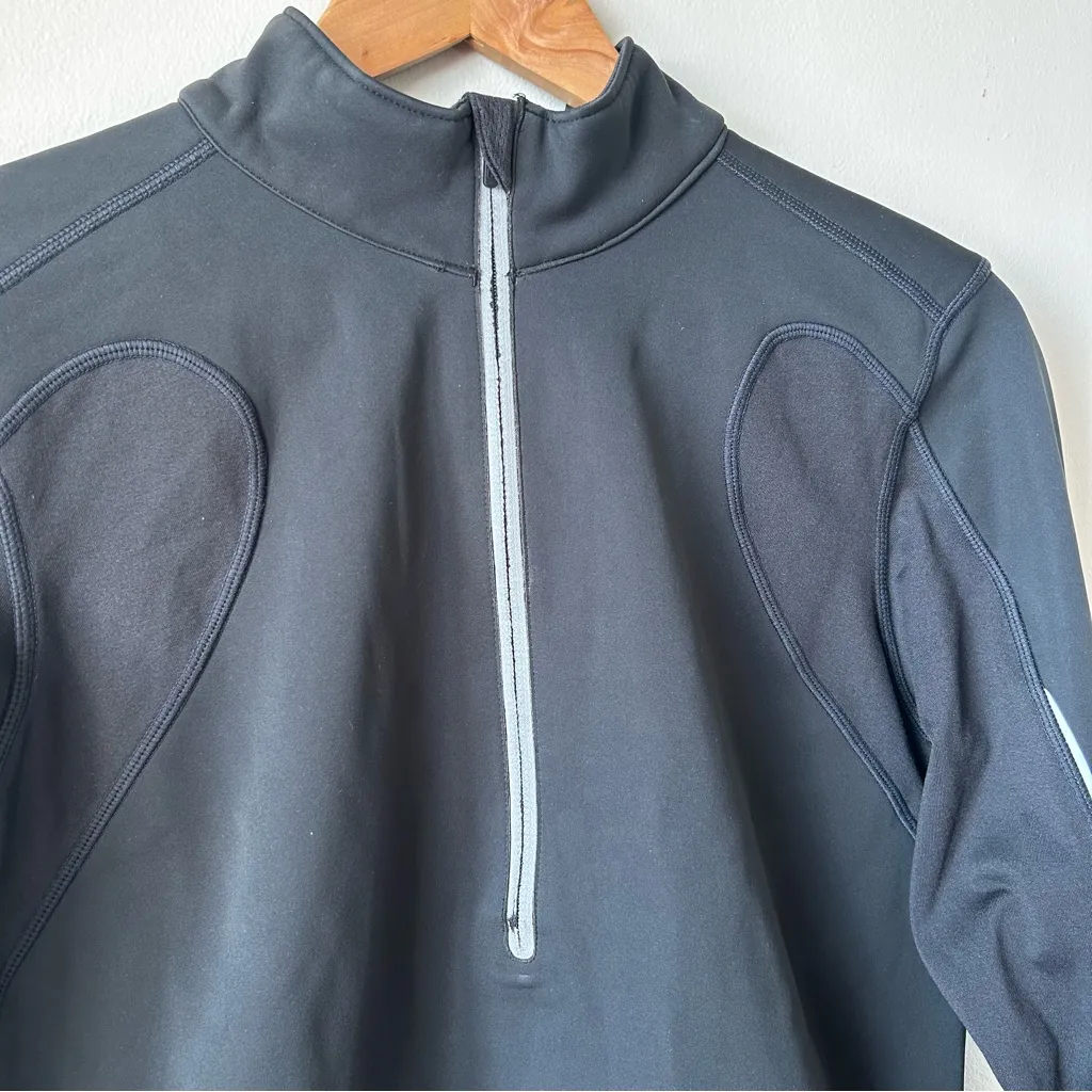 New Balance Womens Black w/ Pink Wrist Trim Reflective 1/4 Zip Running Jacket  L - Image 2