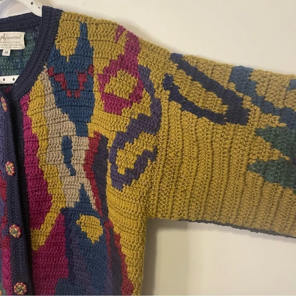 Peruvian Connection vintage cardigan button sweater RARE - Image 4