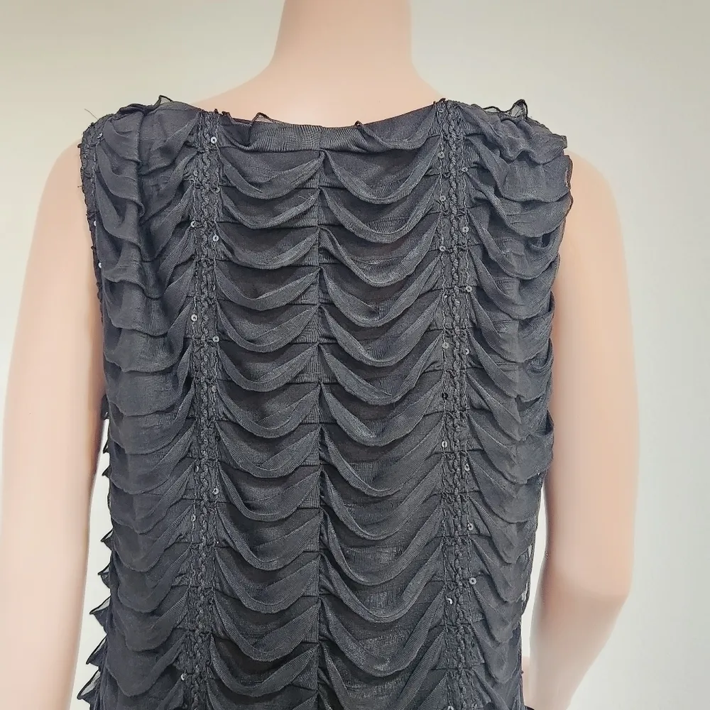 Nwt Little Black Dress with Sequins, Ruffles & Ruching Bodycon Size: 16 - Image 6