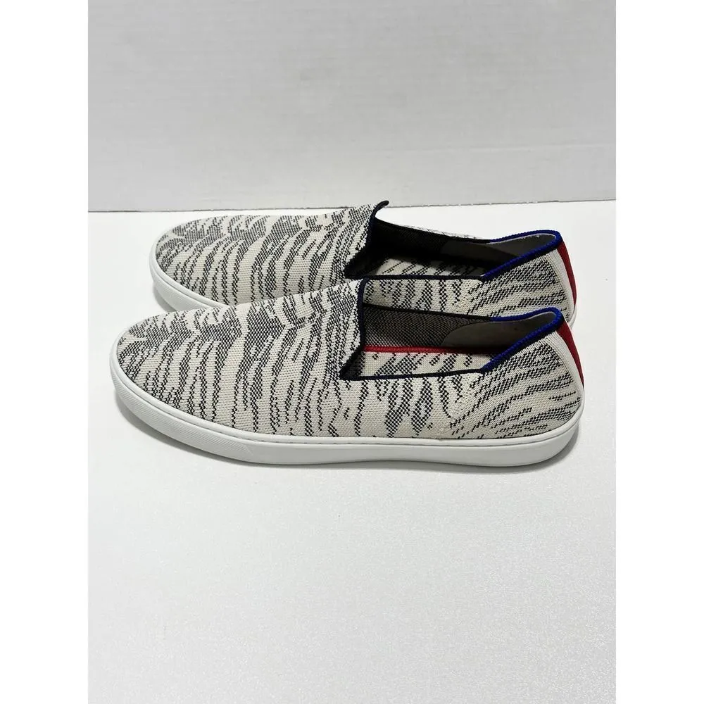 Rothy’s Maritime Tiger Sneaker Stripe Slip On Retired Shoes White Gray 11.5 - Image 3