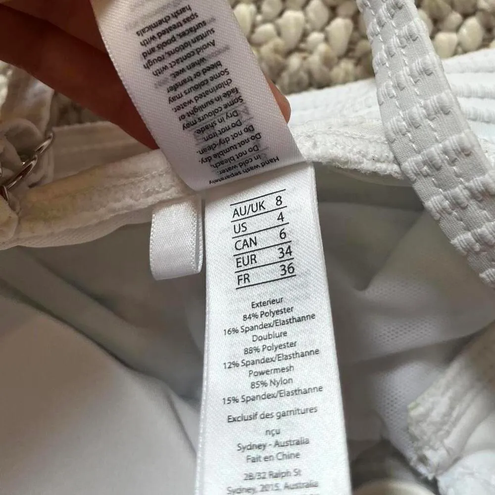 Sea Level Australia Spinnaker U Bar Bandeau One Piece White Size 4 - Image 5