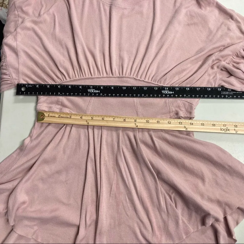 FREE PEOPLE Peach Top/Tunic Size Small, Long Sleeves, Boho,‎ Bohemian, flowing - Image 3