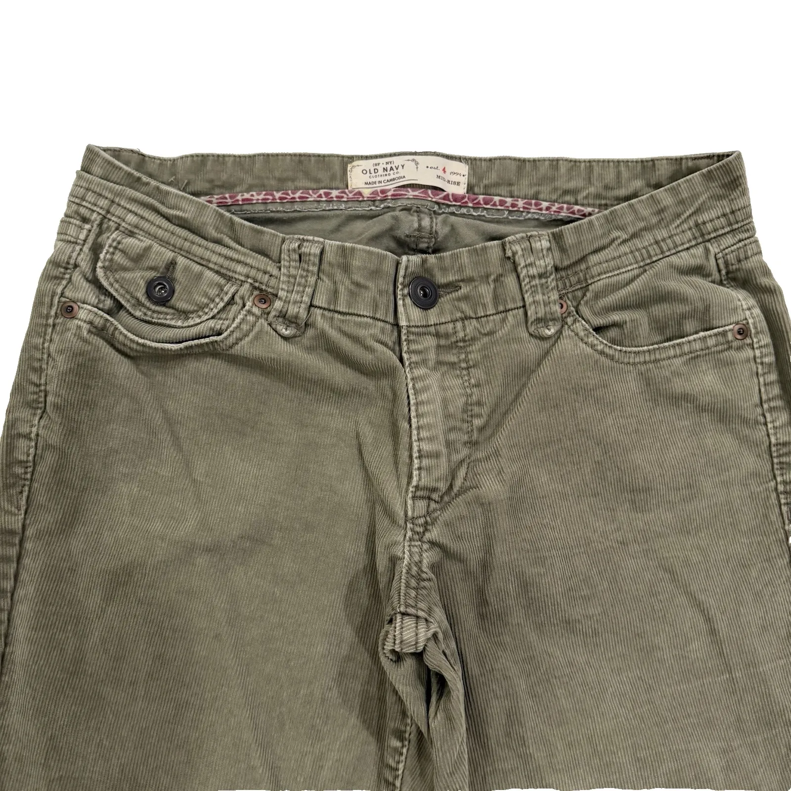 Y2K Old Navy Corduroy Pants Women 4 Small Flare Boot Cut Grunge Indie 31" Inseam - Image 2