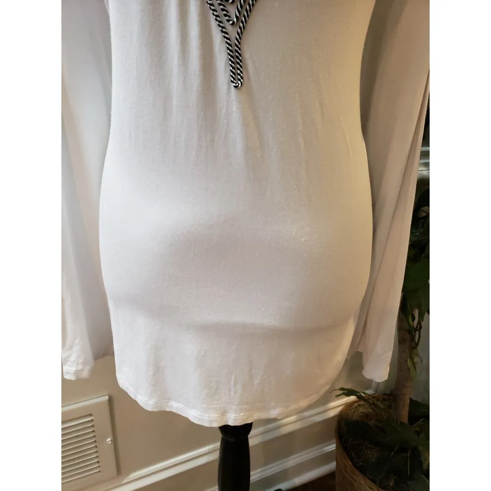 Ashley Stewart Top Women 22 24 White Black Embellished Long Sleeve Blouse - Image 5