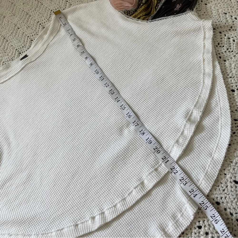 Free People We The Free Blossom Thermal Oversized Bohemian Style Top White (XS) - Image 10