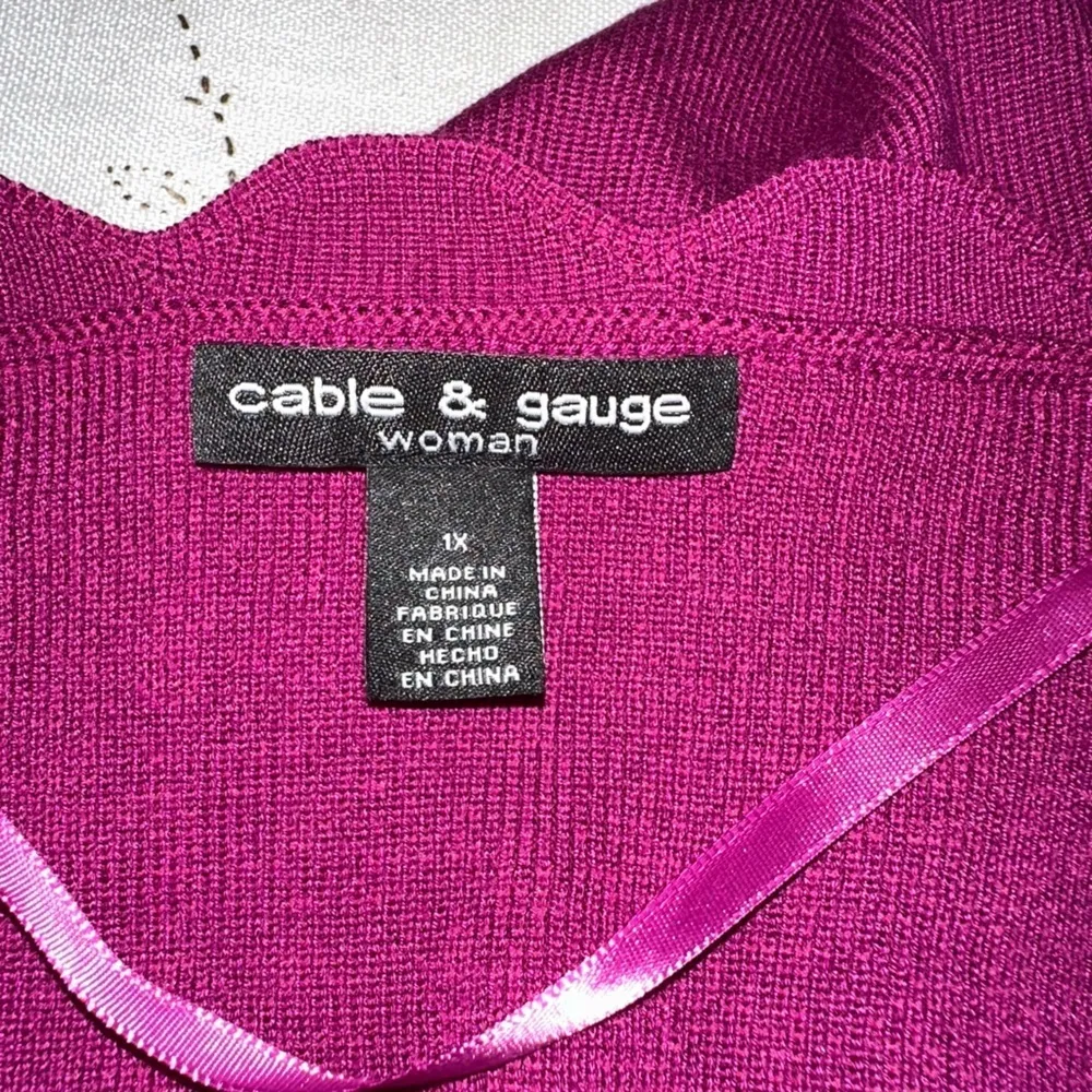 Cable & Gauge Purple Sweater Round Neck Size 1X - Image 6