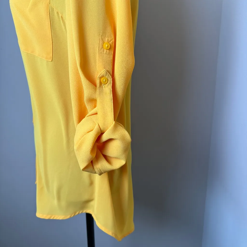 Express Portofino Shirt Womens Small Yellow Gold Original Fit Top Blouse Career - Image 3